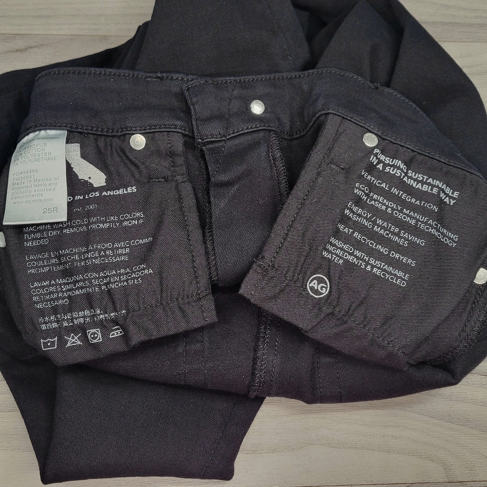 AG Jeans Mari Extended Jeans Women's Size 25/26 Black High-Rise Slim Straight - Picture 7 of 11